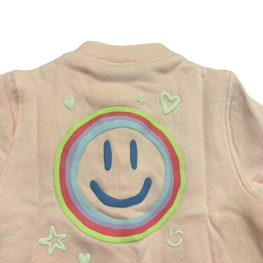 Old Navy NWT Baby Girls 0-3 Months Pink Smiley Face Bomber Jacket